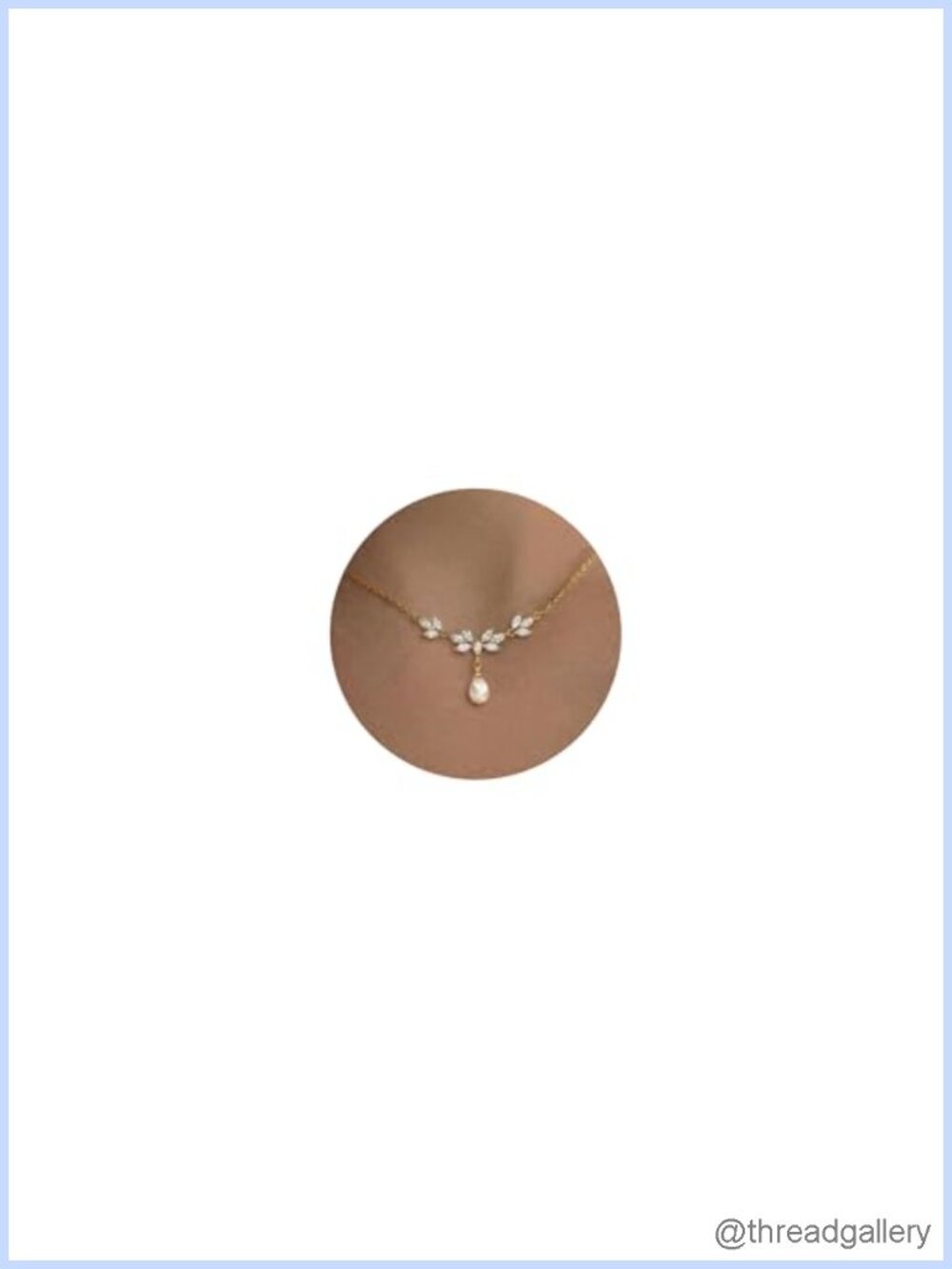 Dainty Pearl Pendant Necklace 14K Gold Plated with Cubic Zirconia